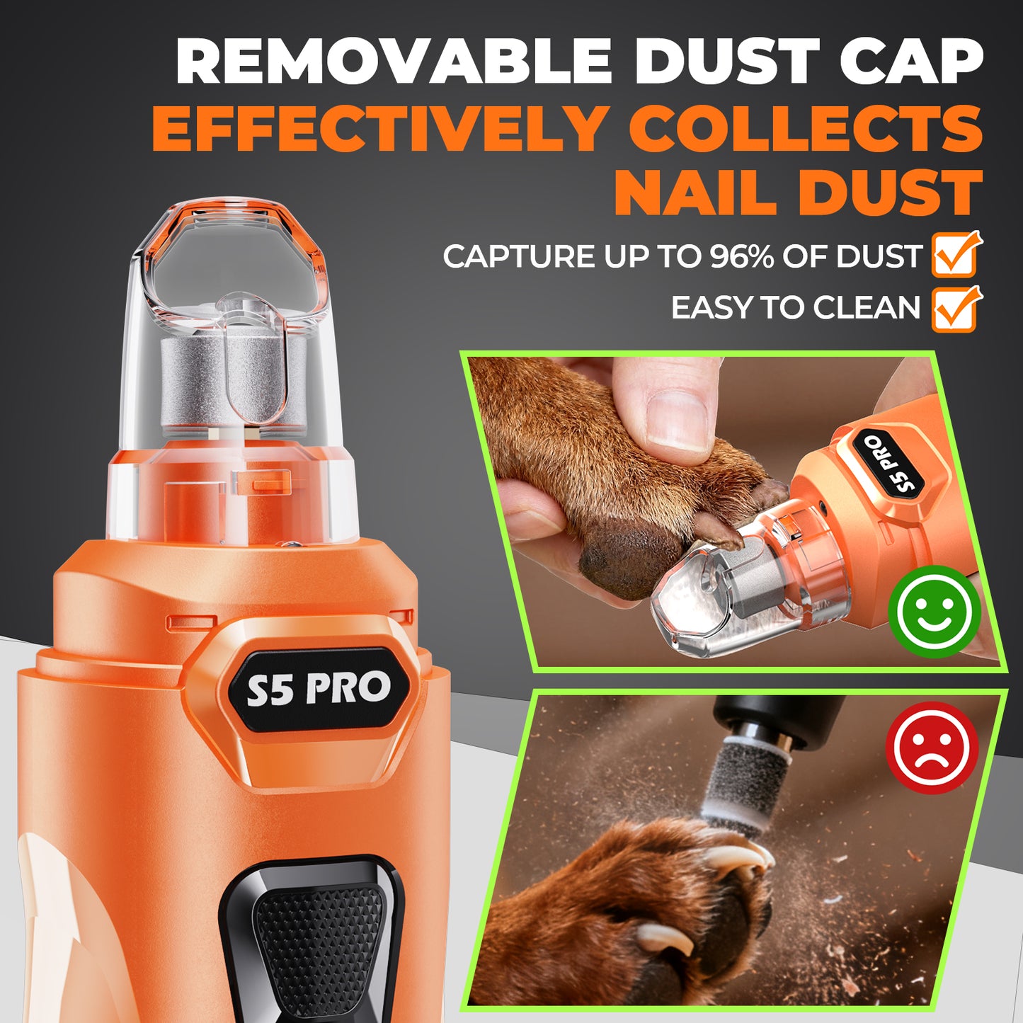 LOPSIC Whisper Quiet Dog Nail Grinder Set with  Low Vibration, Stress Free, 2 LED Lights and 3 Grinding Wheels AMAZON CHOICE!